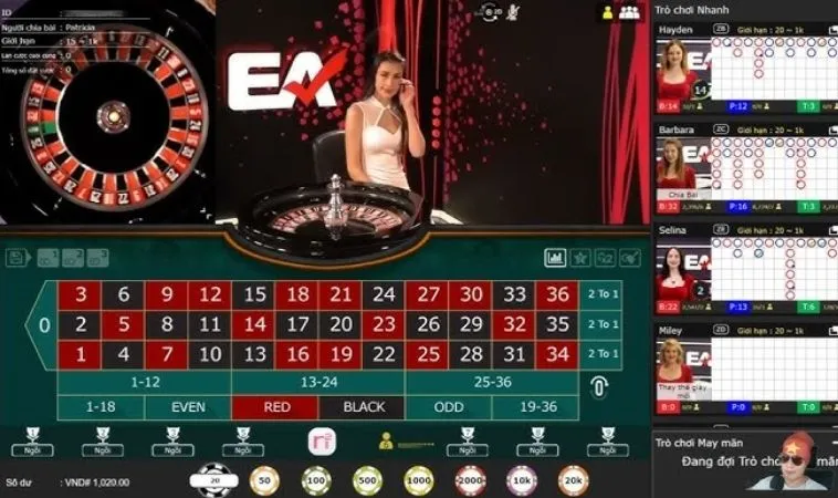 Giao diện đặt cược Roulette Tại Nhà Cái 12Bet