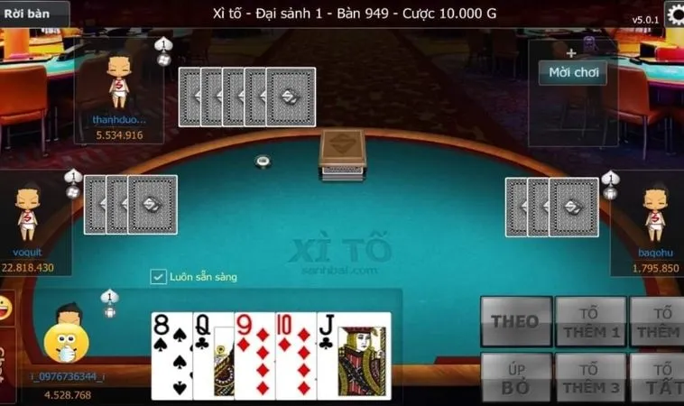 Bàn chơi Xì Tố tại 12Bet